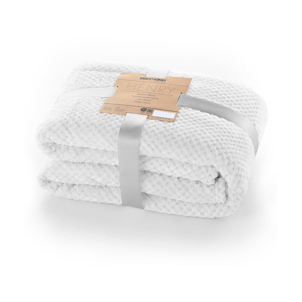 Baltos spalvos mikropluošto pledas DecoKing Henry, 170 x 210 cm-image-3