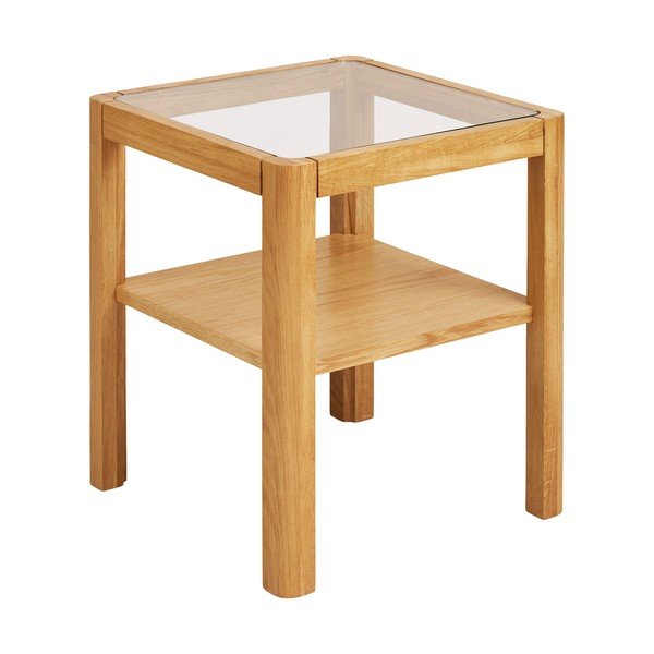 Šoninis stalas su stikliniu stalviršiu 40x40 cm Lourmarin – House Nordic