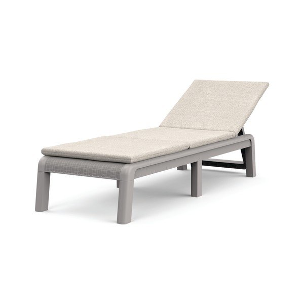 Smėlio spalvos plastikinis/paminkštinto audinio reguliuojamas/sulankstomas sodo šezlongas Atlas – Keter