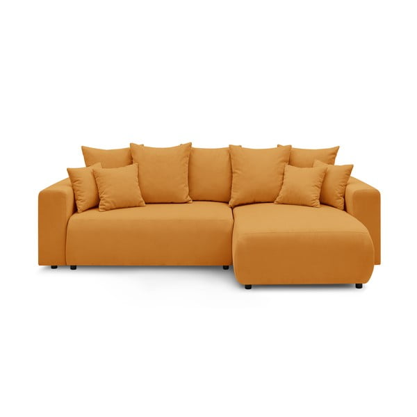 Geltonos spalvos dvipusė kampinė sofa-lova Bobochic Paris Envy