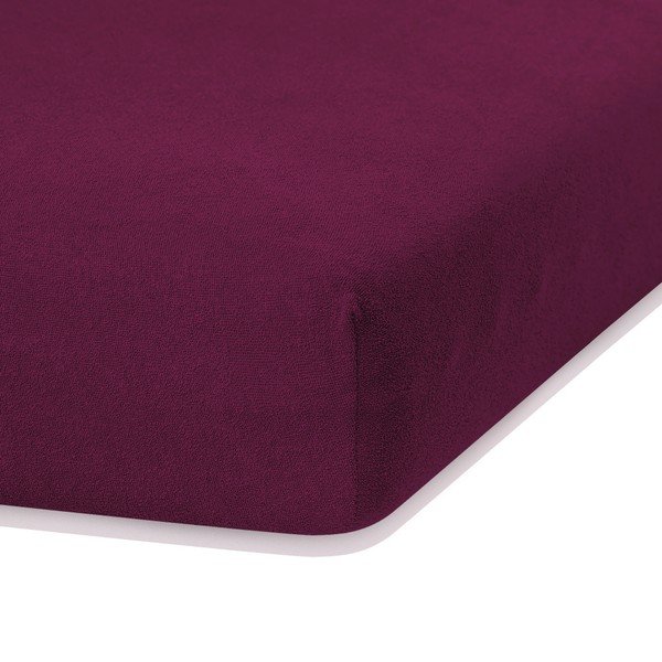 AmeliaHome Ruby Siesta tamsiai bordo spalvos elastinga paklodė dvigulei lovai, 180/200 x 200 cm-image-1