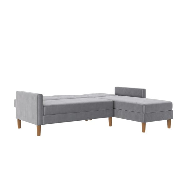 Iš velveto kampinė sofa šviesiai pilkos spalvos Lilly – Støraa-image-3