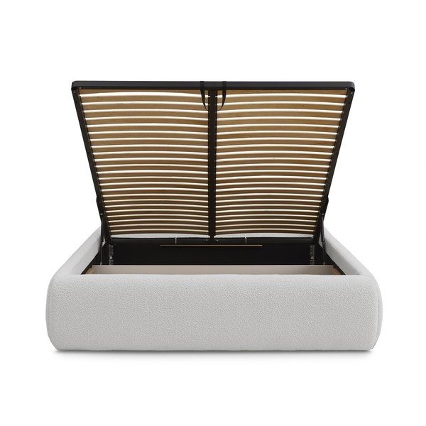 Šviesiai pilkos spalvos dvigulė lova audiniu dengta su sandėliavimo vieta/be galvūgalio su lovos grotelėmis 180x200 cm Inera – Bobochic Paris-image-4