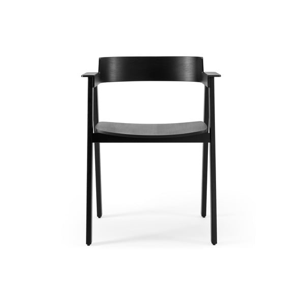 Juodos spalvos iš ąžuolo masyvo valgomojo kėdė su porankiais Flip – Gazzda-image-2