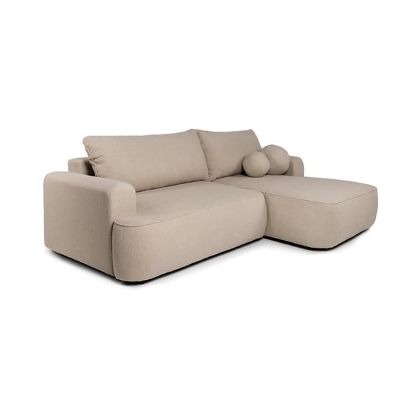 Iš boucle sulankstoma kampinė sofa smėlio spalvos (su dešiniuoju kampu) Quinoa – Bonami Selection-image-2