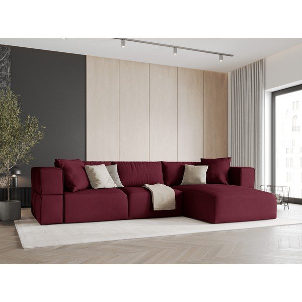 Kampinė sofa bordo spalvos (su dešiniuoju kampu) Esther – Milo Casa-image-1