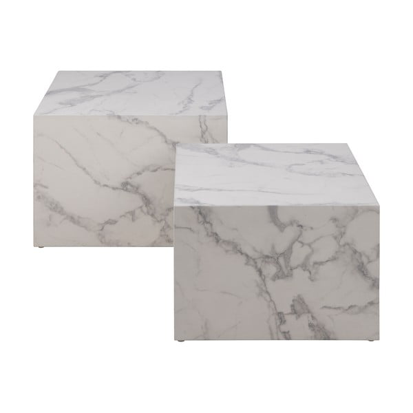 Kavos staliukai baltos spalvos 2 vnt. su marmuro dekoru 58x58 cm Dice – Actona-image-4