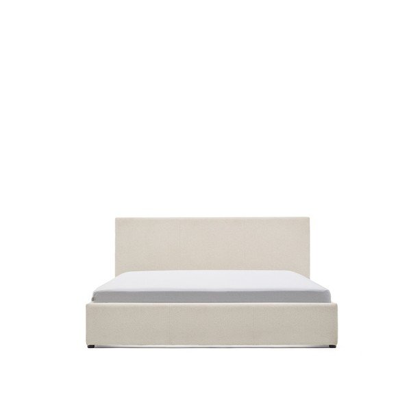 Smėlio spalvos dvigulė lova audiniu dengta su sandėliavimo vieta su lovos grotelėmis 160x200 cm Nahiri – Kave Home-image-4