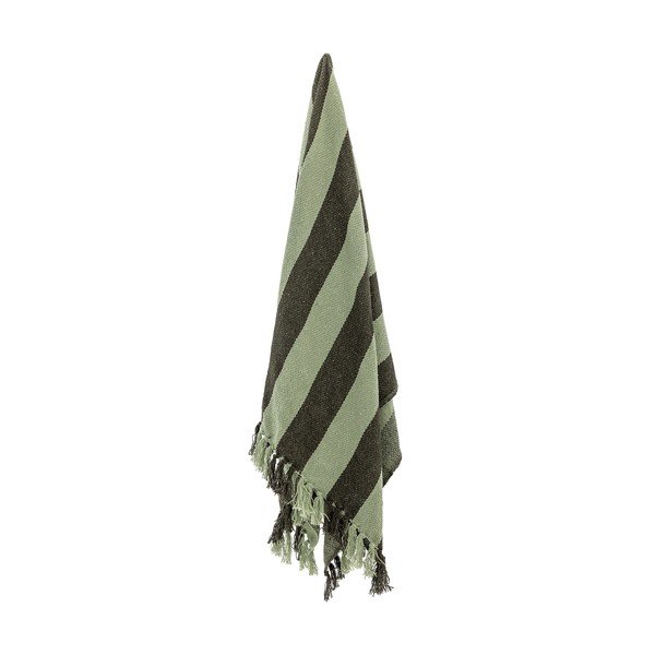 Žalios spalvos iš perdirbtos medvilnės antklodė ir pledas 130x160 cm Frello – Bloomingville-image-2