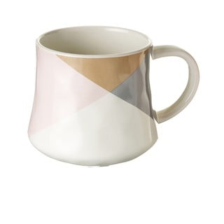 Baltos ir smėlio spalvos keramikinis puodelis Unimasa, 0,4 l