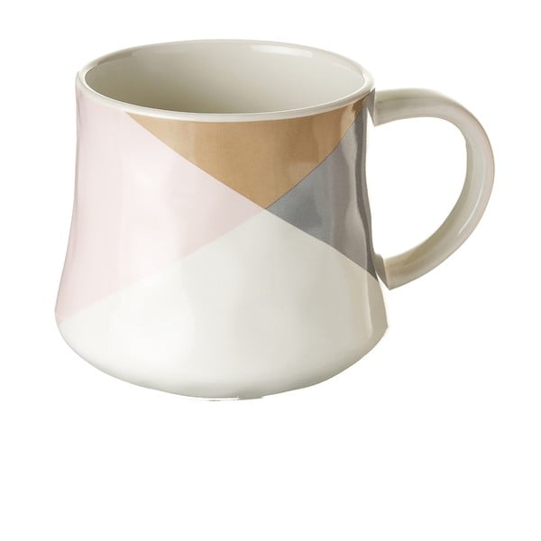 Baltos ir smėlio spalvos keramikinis puodelis Casa Selección, 0,4 l
