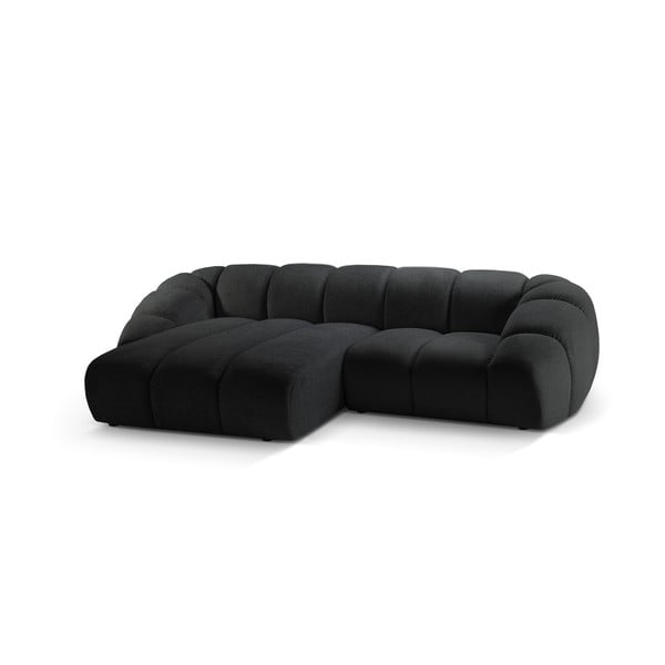 Kampinė sofa juodos spalvos (su kairiuoju kampu) Diana – Micadoni -image-2