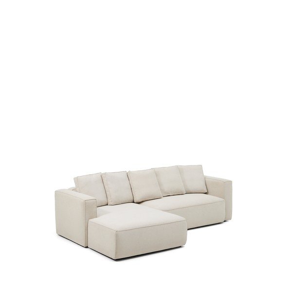 Smėlio spalvos sulankstoma kampinė sofa iš šenilinio audinio (su kairiuoju kampu/su gultu) Marela – Kave Home-image-2