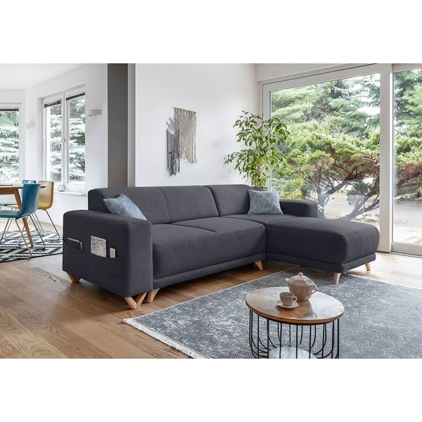 Antracito spalvos sulankstoma/su sandėliavimo vieta kampinė sofa Classy Sophie – Miuform-image-3