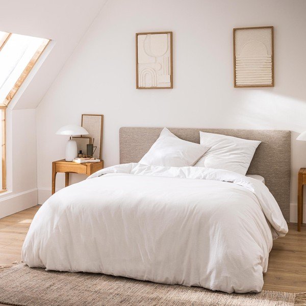 Baltos spalvos iš medvilnės dvigulė/itin ilga patalynė 3 dalių 240x220 cm Meline – douceur d'intérieur