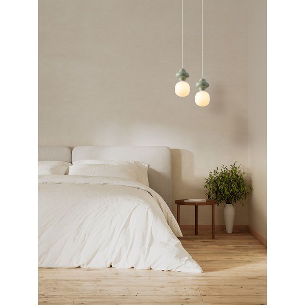 Baltos spalvos/šviesiai žalios spalvos iš keramikos kabantis šviestuvas ø 18 cm su stiklo gaubtu Clio – Nova Luce-image-4