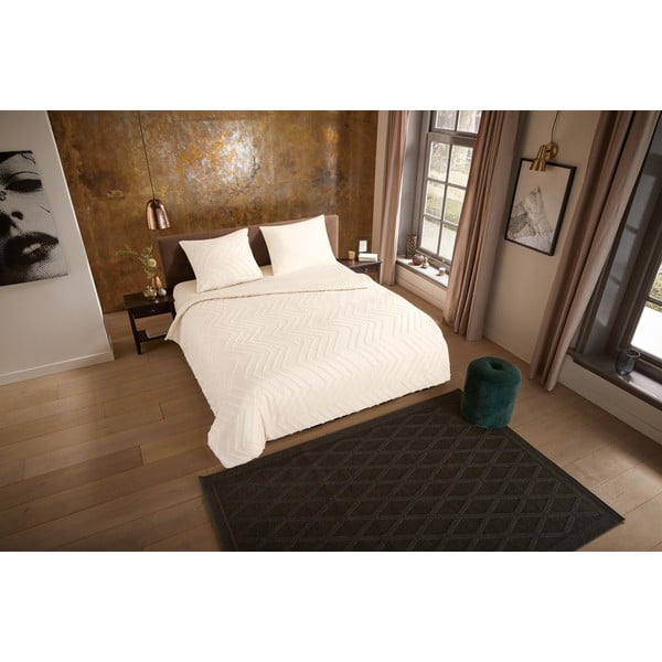 Iš mikropluošto dvigulė/itin ilga patalynė kreminės spalvos 200x220 cm Pure Zigzag – Good Morning-image-3