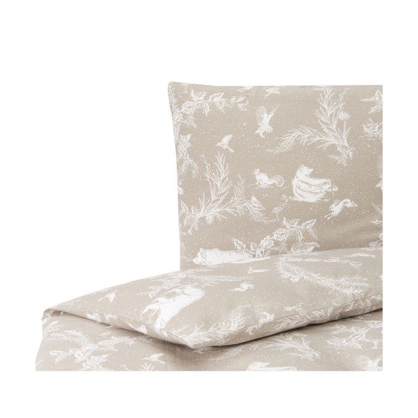 Smėlio spalvos flanelinė patalynė viengulei lovai Westwing Collection Animal Toile, 135 x 200 cm-image-2