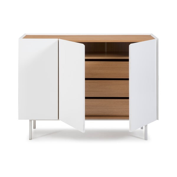 Žema šoninė spintelė baltos spalvos iš ąžuolo 110x85 cm Arista – Teulat-image-3