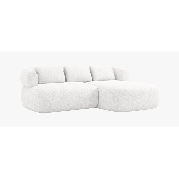 Dramblio kaulo spalvos kampinė sofa iš boucle (su dešiniuoju kampu/su gultu) Jenny – Micadoni 