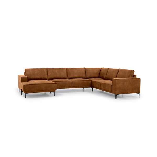 Iš dirbtinės odos kampinė sofa konjako rudos spalvos (su kairiuoju kampu/„U“ formos) Copenhagen – Scandic-image-2
