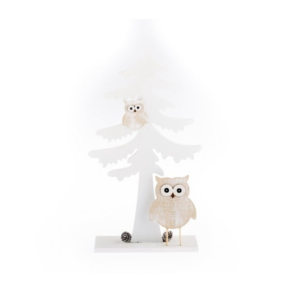 Balta medinė dekoracija Dakls Owly Tree