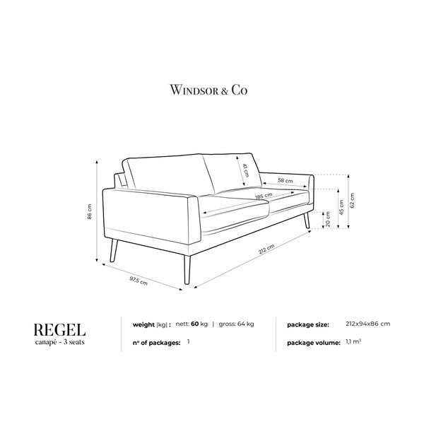 Šviesiai pilka trivietė sofa "Windsor & Co Sofas Rigel-image-4