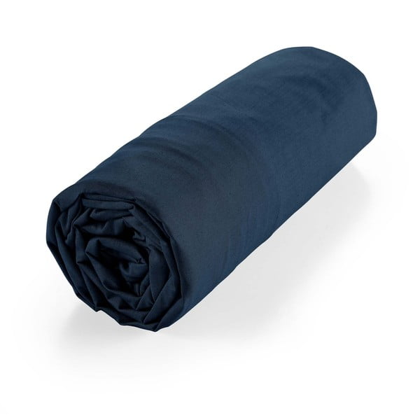 Paklodė iš organiškos medvilnės tamsiai mėlynos spalvos su guma 140x190 cm Biolina – douceur d'intérieur-image-4