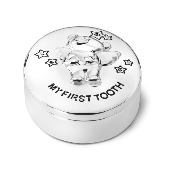 Iš metalo dėžutė pirmiems dantukams blizgios sidabrinės spalvos ø 5,5x2 cm Twinkle – Zilverstad-image-1