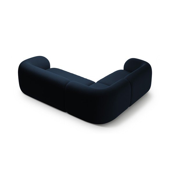 Mėlynos spalvos kampinė sofa iš velveto (su kairiuoju kampu/„L“ formos) Kate – Micadoni -image-2