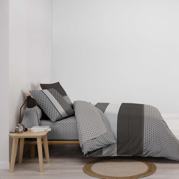 Juodos ir baltos spalvos iš medvilnės dvigulė/itin ilga patalynė su paklode/6 dalių 240x220 cm Meiko – douceur d'intérieur-image-1