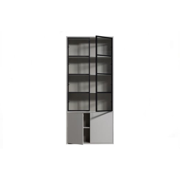 Vitrina iš pušies masyvo šviesiai pilkos spalvos 101x230 cm Basic – vtwonen-image-4