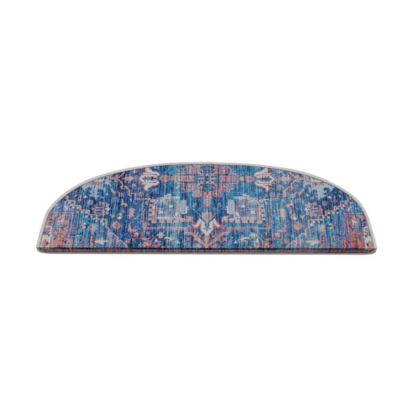 Laiptų kilimėlių rinkiniai mėlynos spalvos 16 vnt. 20x65 cm Yoruk – Vitaus