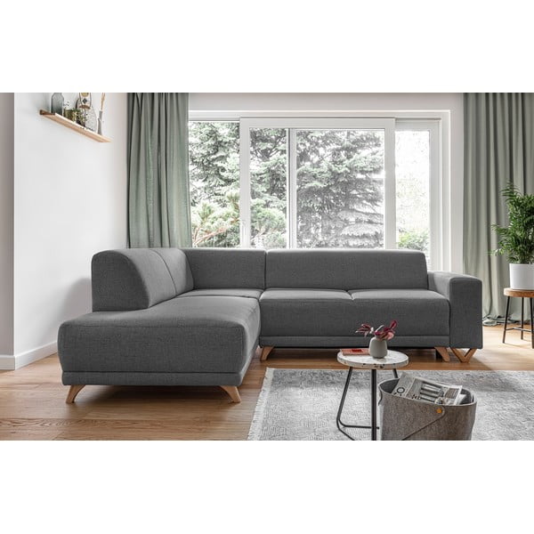 Pilkos spalvos sulankstoma/su sandėliavimo vieta kampinė sofa (su kairiuoju kampu/„L“ formos) Classy Sophie – Miuform-image-1
