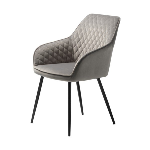 Šviesiai pilkos spalvos iš audinio valgomojo kėdė su porankiais Milton – Unique Furniture-image-2
