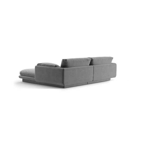 Iš velveto kampinė sofa šviesiai pilkos spalvos (su kairiuoju kampu/su gultu) Torino – Micadoni -image-3
