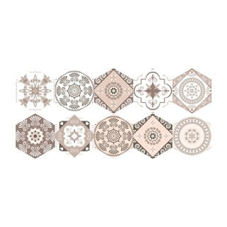 10 atsparių drėgmei grindų lipdukų rinkinys Ambiance Floor Tiles Hexagons Cornalina, 40 x 90 cm