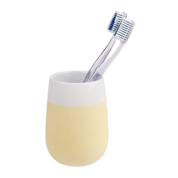 Geltonos ir baltos spalvos keraminis dantų šepetėlio puodelis "Wenko Matta
