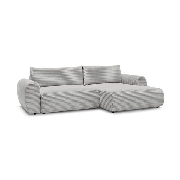 Iš kordinio velveto sulankstoma kampinė sofa šviesiai pilkos spalvos (su dešiniuoju kampu) Lucien – Bobochic Paris-image-3