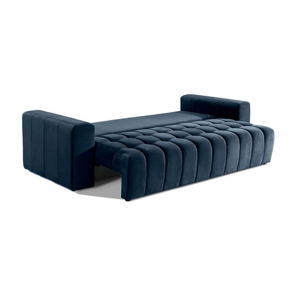 Tamsiai mėlynos spalvos iš velveto sulankstoma/su sandėliavimo vieta sofa 247 cm Lazaro – ELTAP-image-2