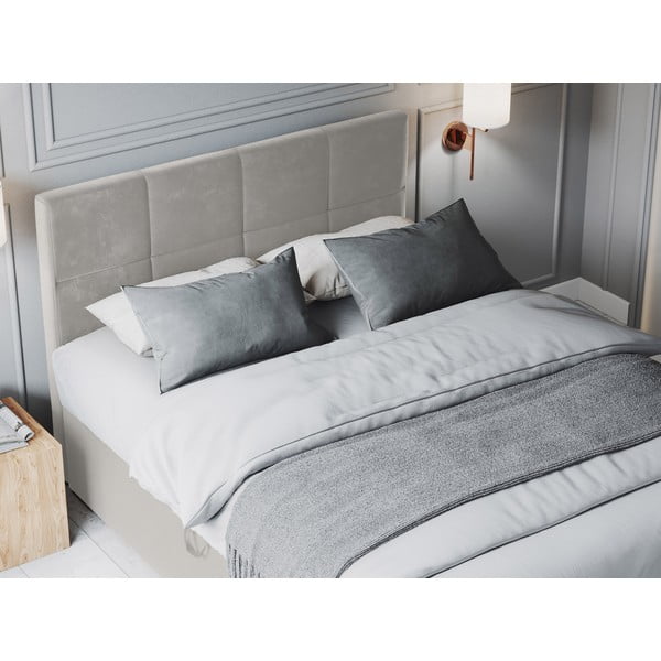 Smėlio spalvos aksominė dvigulė lova Mazzini Beds Mimicry, 180 x 200 cm-image-1