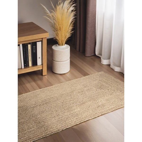 Apverčiamas/rankų darbo šviesios natūralios spalvos iš džiuto kilimas 80x200 cm Juno – Hanse Home-image-1