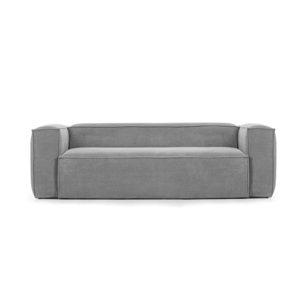 Iš kordinio velveto sofa pilkos spalvos 240 cm Blok – Kave Home
