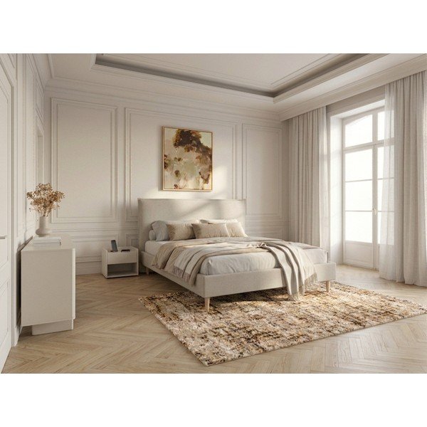 Smėlio spalvos dvigulė lova Bobochic Paris Sary Light, 160 x 200 cm-image-1