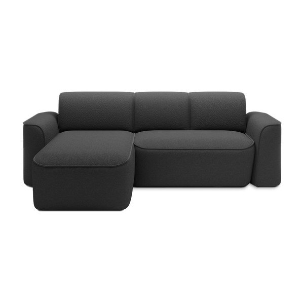 Antracito spalvos iš boucle kampinė sofa (su kairiuoju kampu/su gultu) Ume – ELTAP