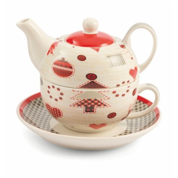 Arbatos puodelis su puodeliu ir lėkštele iš "Villa d'Este Patchwork Tea For One" porceliano