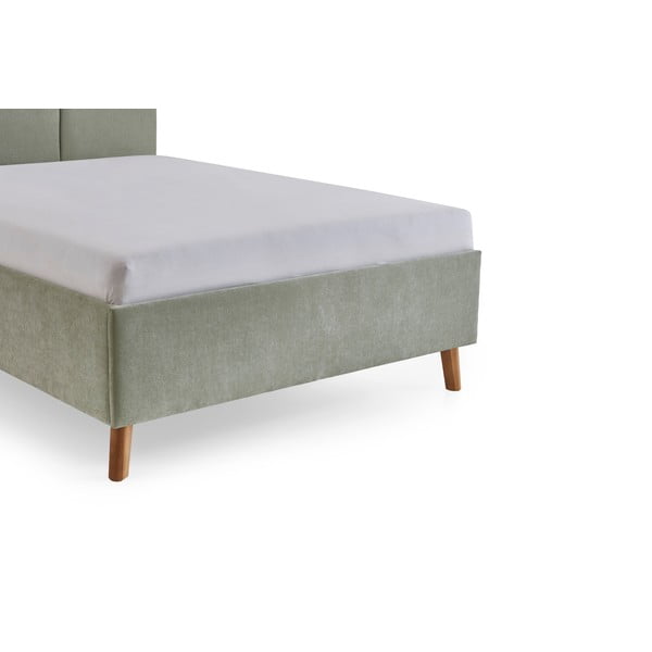 Šviesiai žalios spalvos dvigulė lova audiniu dengta su lovos grotelėmis 140x200 cm Piano – Meise Möbel-image-3
