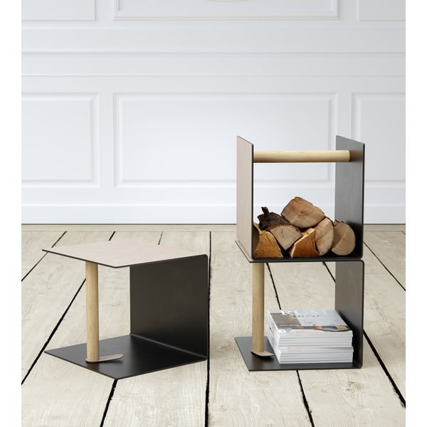 Dekoratyvinė juodos spalvos/pilkos spalvos iš metalo/iš eko odos daiktadėžė 32x38x31 cm Bull – LIND DNA-image-1