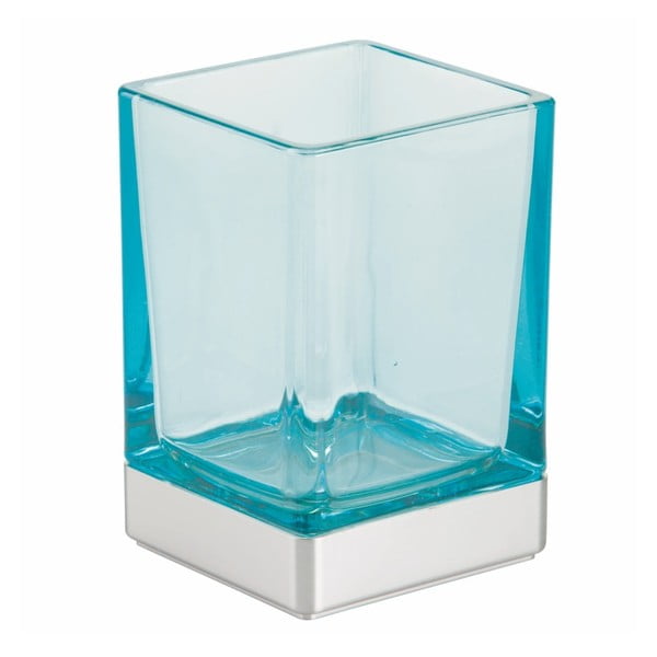 Mėlyno stiklo vonios kambario puodelis InterDesign