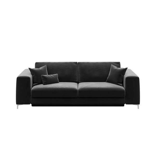 Tamsiai pilka aksominė sofa-lova Devichy Rothe, 256 cm